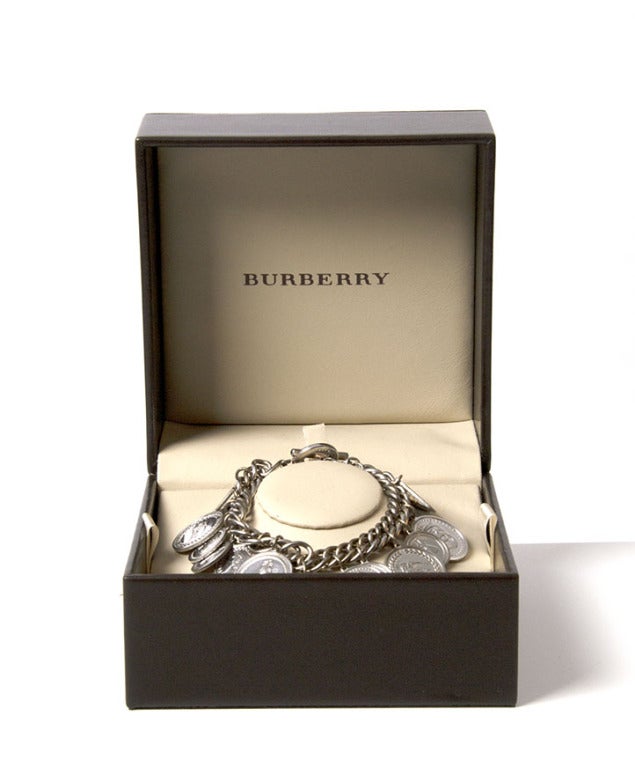 Burberry Lady's Sterling Silver Coin Charm Bracelet Watch BU5220 at ...