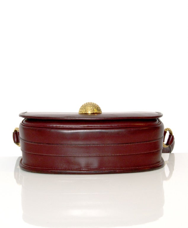 Women's Hermes Handbag Burgundy Boxcalf with Gold Golf Details