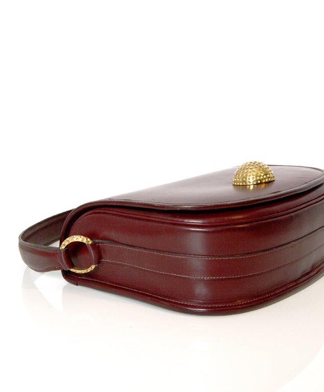 Hermes Handbag Burgundy Boxcalf with Gold Golf Details 1