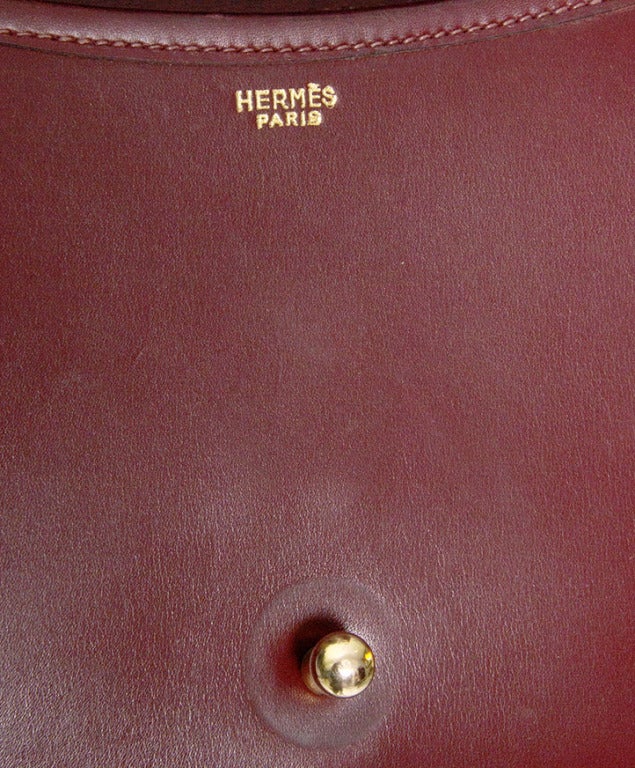 Hermes Handbag Burgundy Boxcalf with Gold Golf Details 4