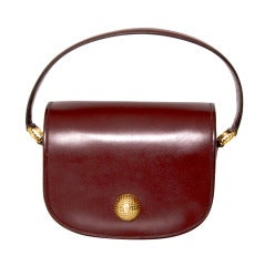 Hermes Handbag Burgundy Boxcalf with Gold Golf Details