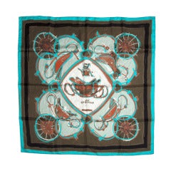 Hermes Carre Scarf "New Springs by Dimitri. R." Turkoise (2009)