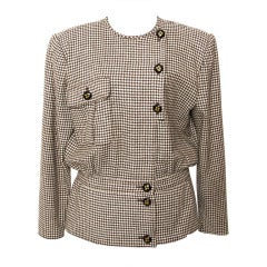 Vintage Valentino Brown Checked Jacket Top