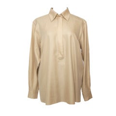 Hermes Silk Button-up Chemise Desert Sand