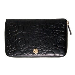 Authentic Chanel Camellia Wallet Black