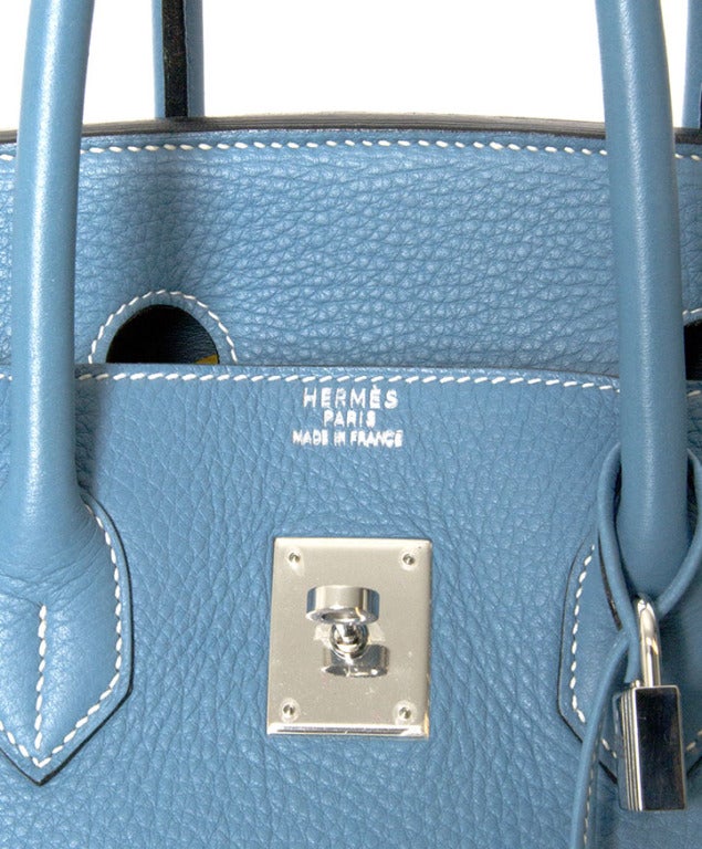 Rare Hermes Birkin Togo Bag 35 cm Blue Jean palladium hardware 6