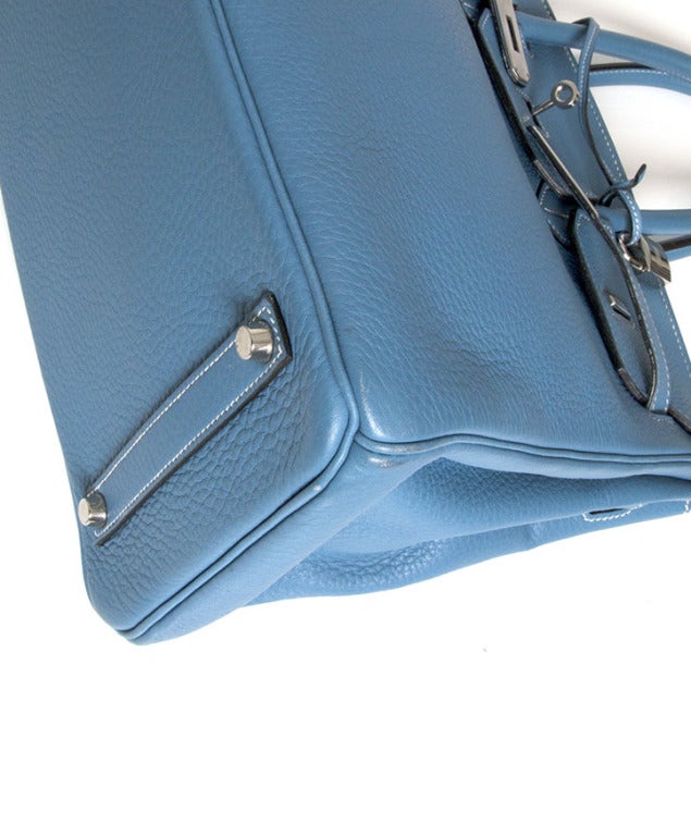 Rare Hermes Birkin Togo Bag 35 cm Blue Jean palladium hardware 2