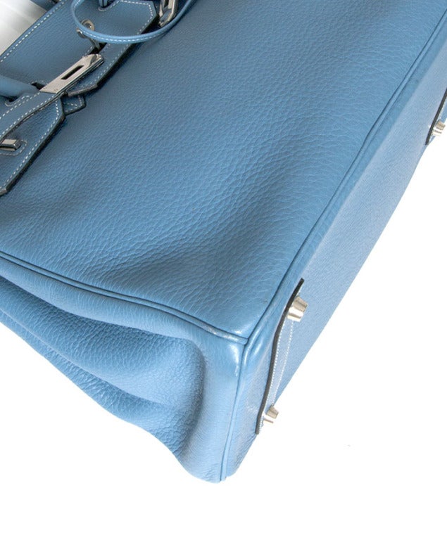 Rare Hermes Birkin Togo Bag 35 cm Blue Jean palladium hardware 3