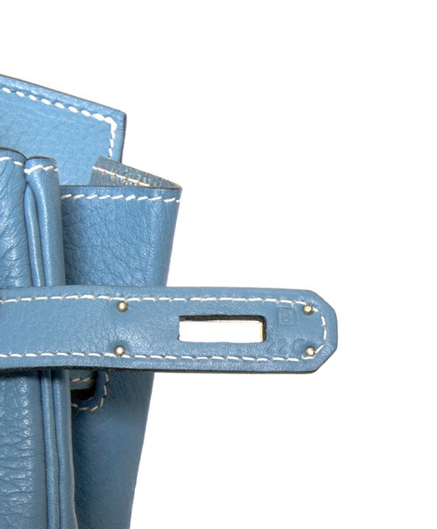 Rare Hermes Birkin Togo Bag 35 cm Blue Jean palladium hardware 5
