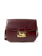 Vintage CELINE HORSE CARRIAGE CARGO FLAP BAG BURGUNDY