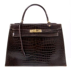 Hermes Brown Kelly 32 cm Crocodile Prosorus bag