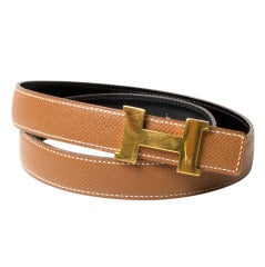 Vintage Hermes Constance Belt Reversible Tan & Black