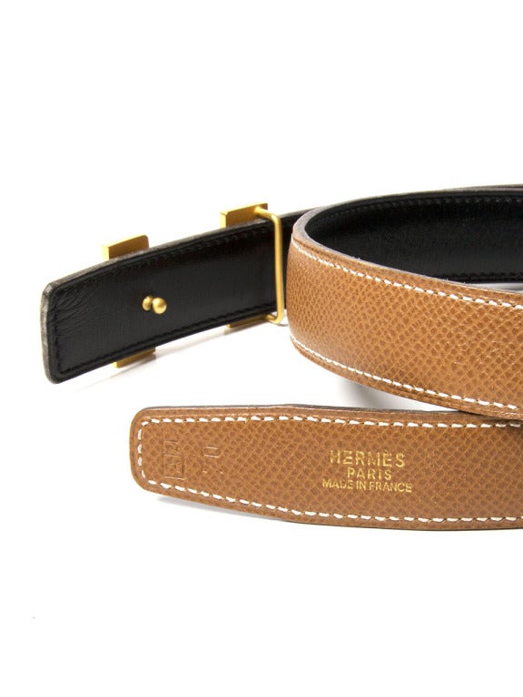 Vintage Hermes Constance Belt Reversible Tan & Black