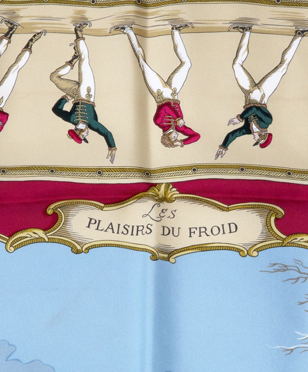 Hermes Carre 90 Foulard Scarf 'Plaisirs dus Froid' In Excellent Condition In Antwerp, BE