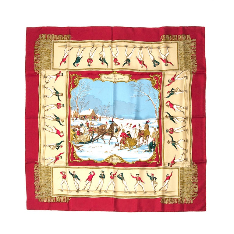 Hermes Carre 90 Foulard Scarf 'Plaisirs dus Froid'