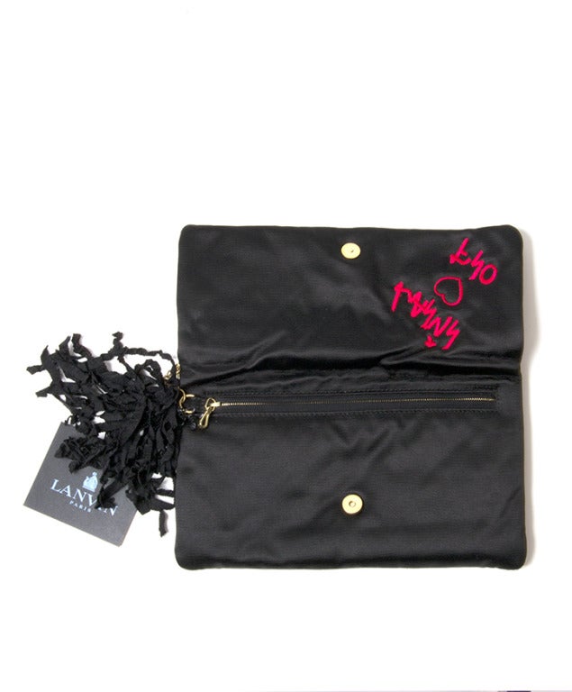 LANVIN Loves FNO black satin embroidered â??Oulouletteâ?? Clutch