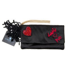 LANVIN Loves FNO black satin embroidered â??Oulouletteâ?? Clutch