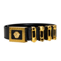 Versace Navy Gold Medusa Belt 70/28