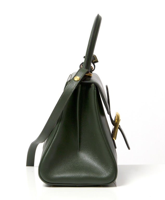 Delvaux Brillant PM Green Sellier Shoulder Handbag In Excellent Condition In Antwerp, BE