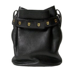 Vintage Delvaux Black Bucket Shoulder Bag