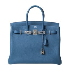Brand new Hermes Birkin Blue de Galice 35cm Togo