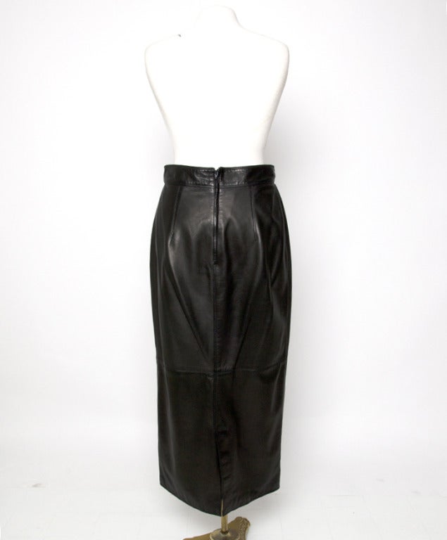 Versace Maxi Black Leather Skirt In Excellent Condition In Antwerp, BE