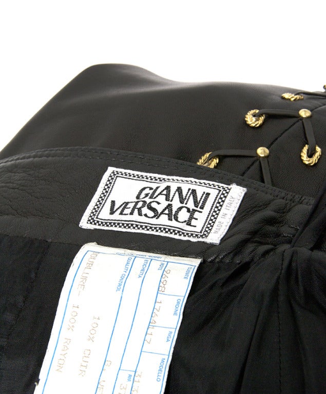 Women's Versace Maxi Black Leather Skirt