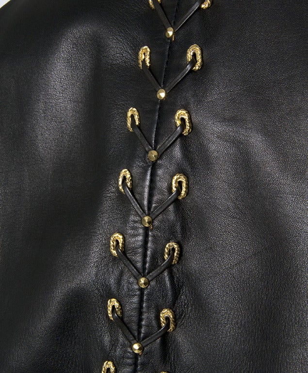 Versace Maxi Black Leather Skirt 1