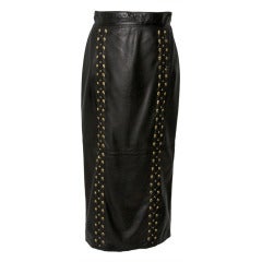 Versace Maxi Black Leather Skirt