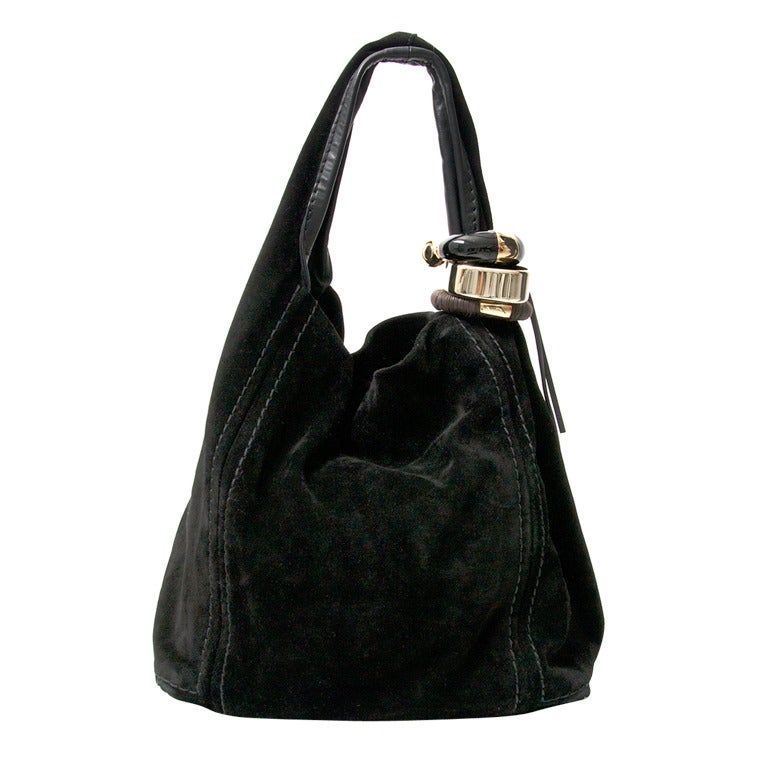 Jimmy Choo Black Suede Hobo Bag at 1stdibs