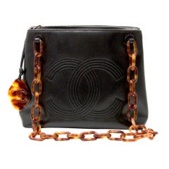 Chanel Black Horn Double C Shoulder Bag