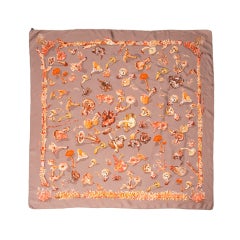 HERMES Silk scarf in an autumn mushroom and leaves print