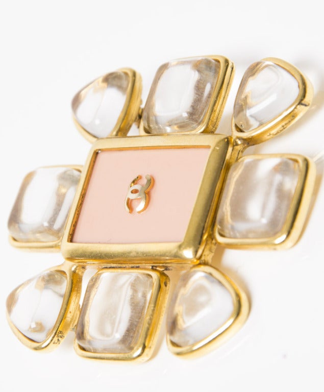 Contemporary Chanel Golden And Soft Pink Brooch