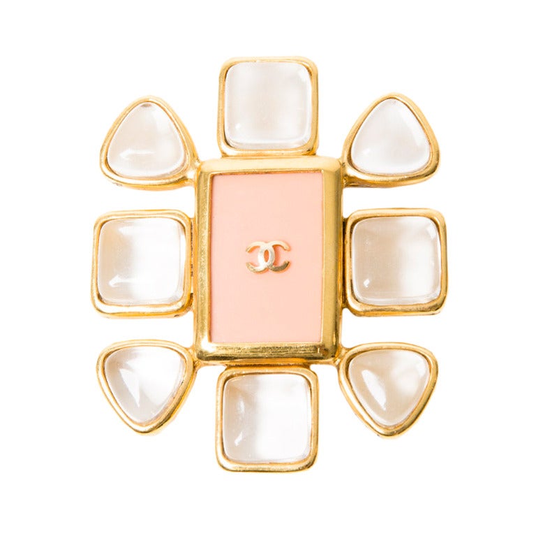 Chanel Golden And Soft Pink Brooch