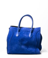 Celine Luggage Phantom Suede Tote Bag Cobalt Blue