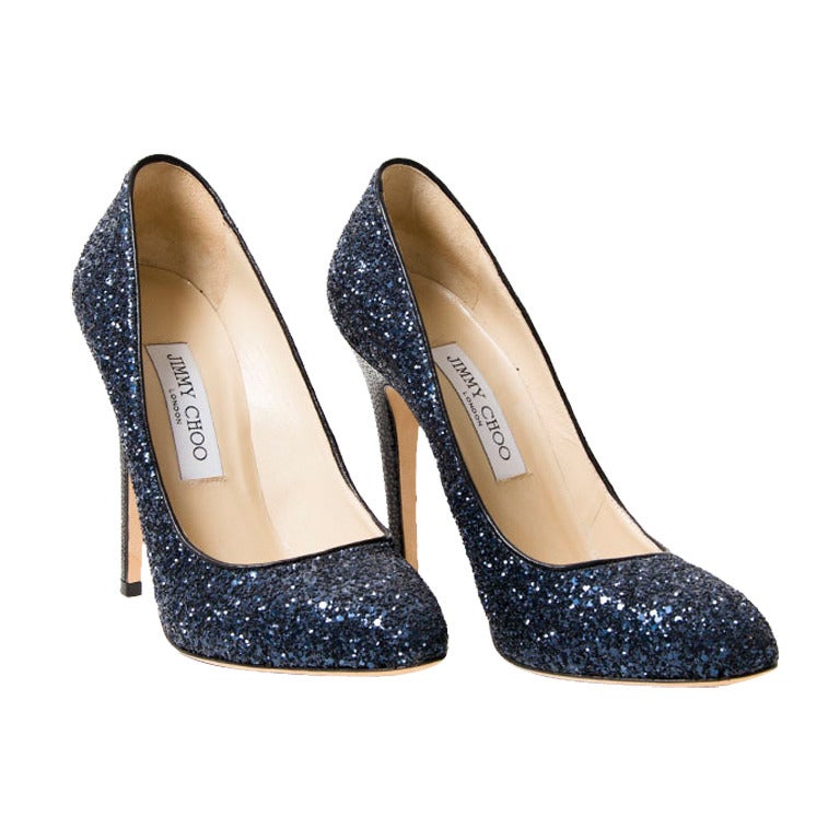 Jimmy Choo Victoria Pumps in Navy+Glitter