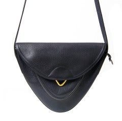 Vintage Delvaux Cross Body Triangle Bag Navy