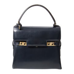 Vintage Delvaux PM Tempete Handbag Blue Marine