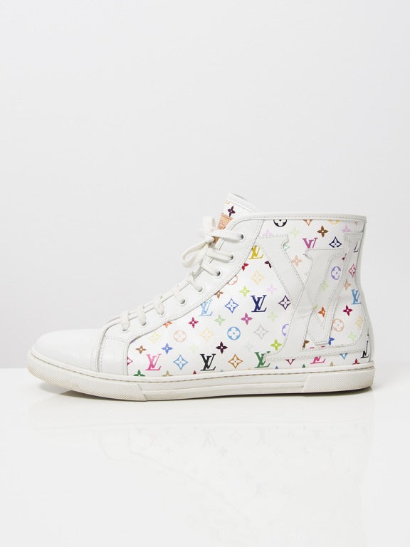 Louis Vuitton White Multicolor Monogram Sneakers at 1stdibs