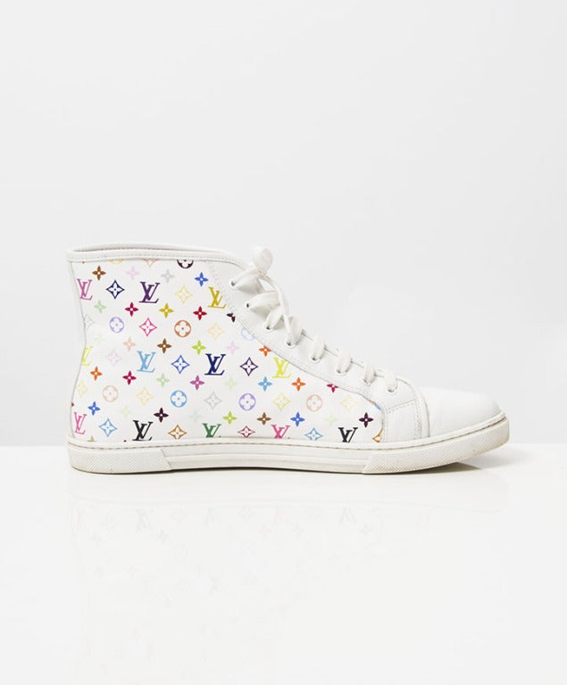 Louis Vuitton White Multicolor Monogram Sneakers at 1stdibs