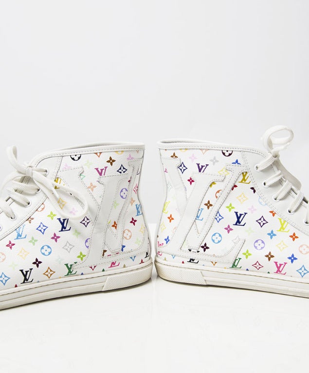 Louis Vuitton White Multicolor Monogram Sneakers at 1stDibs