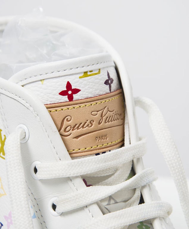 Louis Vuitton White Multicolor Monogram Sneakers In Good Condition In Antwerp, BE