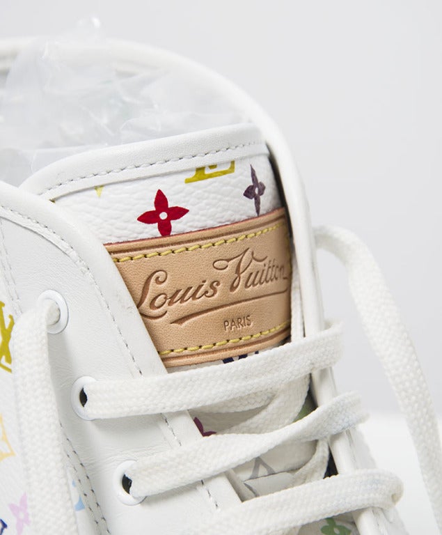 Louis Vuitton White Multicolor Monogram Sneakers at 1stDibs