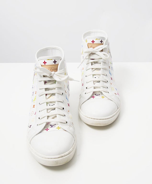 Louis Vuitton White Multicolor Monogram Sneakers at 1stDibs