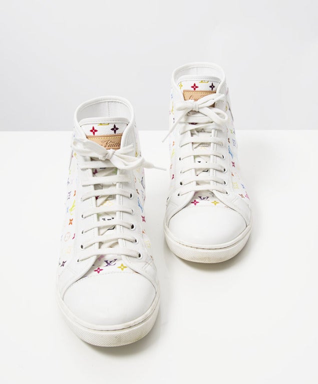 LOUIS VUITTON Monogram Multicolor Sneakers 36 White 661597