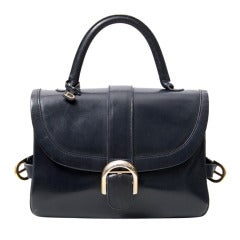 Delvaux Navy blue leather handbag