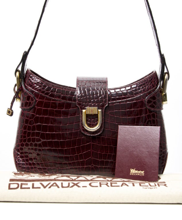 Delvaux Croco Burgundy Shoulder Bag 6