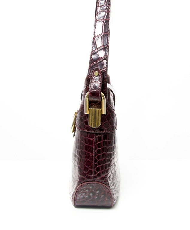 Delvaux Croco Burgundy Shoulder Bag 1