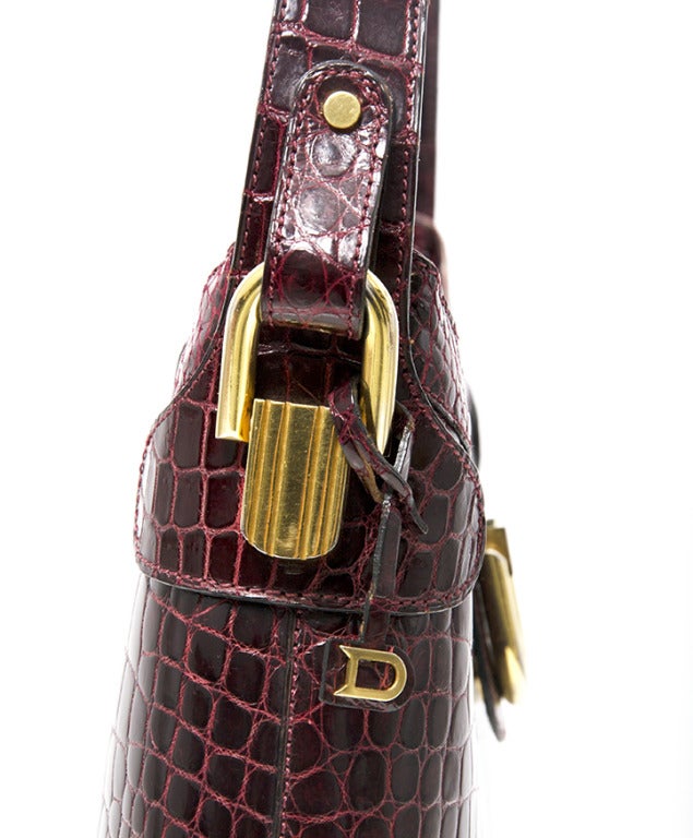 Delvaux Croco Burgundy Shoulder Bag 2