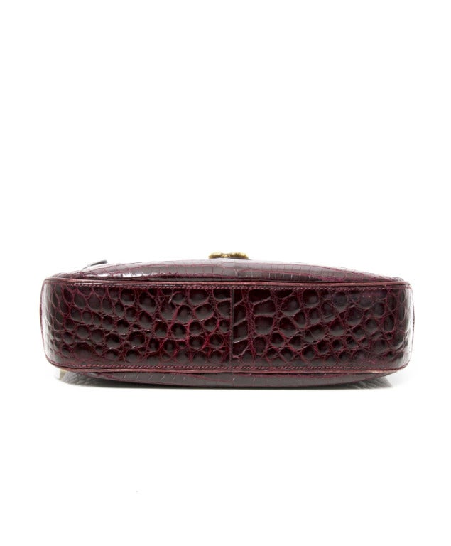 Delvaux Croco Burgundy Shoulder Bag 3